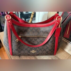 Coach Red and Brown Shoulder Bag